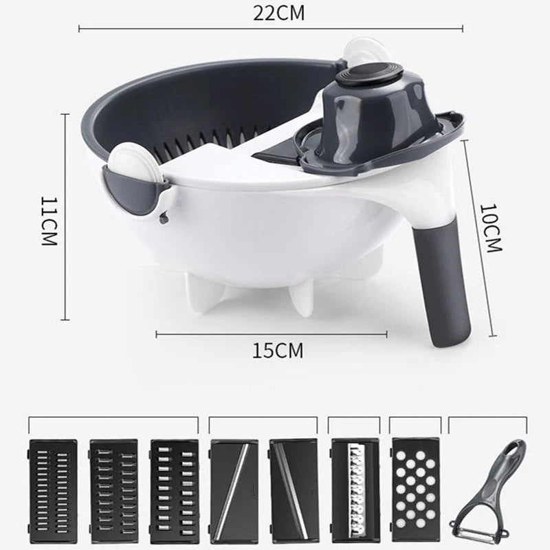 9-in-1 Vegetable Chopper with Drain Basket