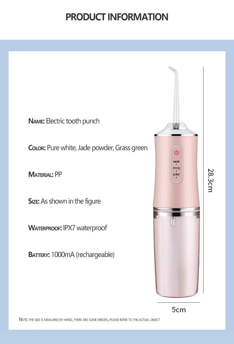 Portable Water Flosser – USB Rechargeable with 4 Tips