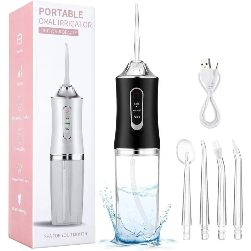 Portable Water Flosser – USB Rechargeable with 4 Tips