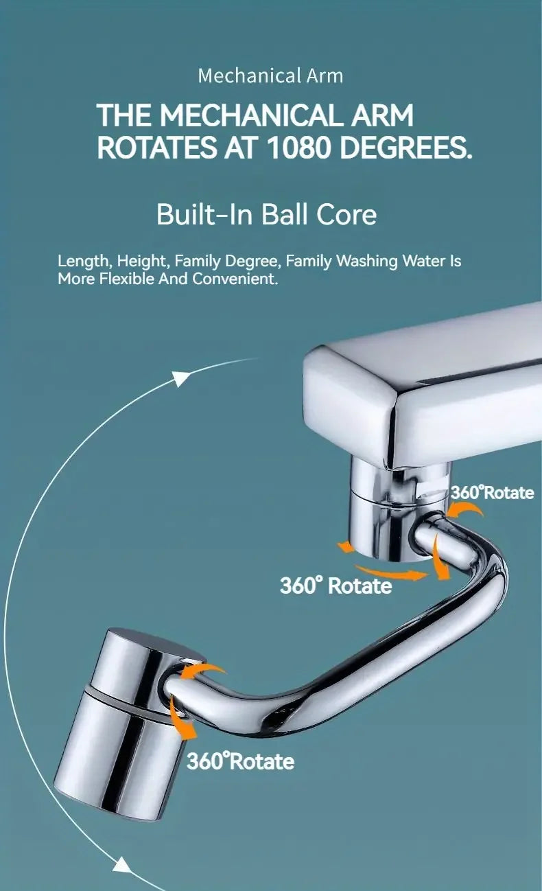 1080° Swivel Faucet Extender – Dual Spray Modes