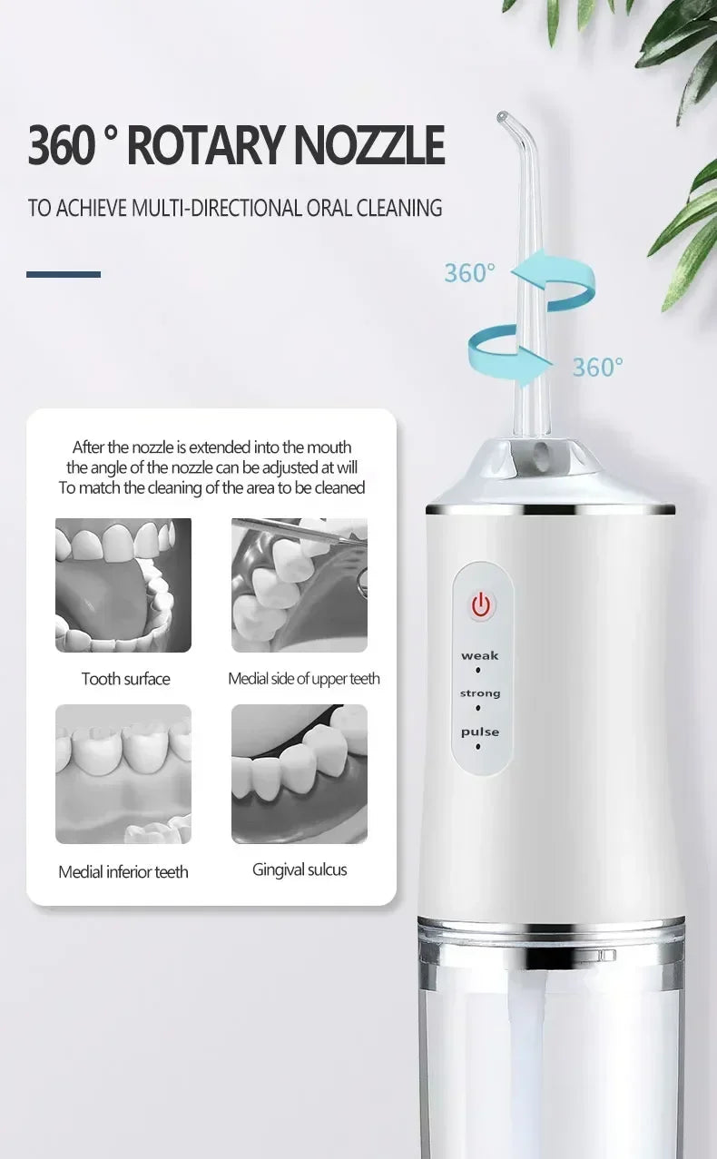 Portable Water Flosser – USB Rechargeable with 4 Tips