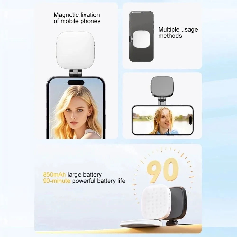 360° Rotating Selfie Light with Makeup Mirror