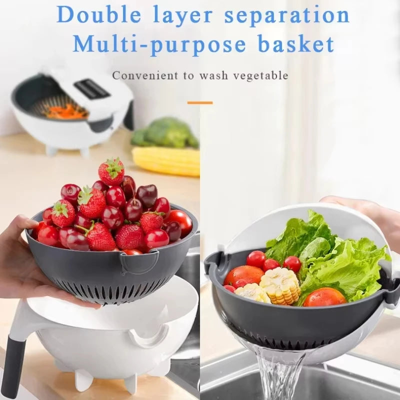 9-in-1 Vegetable Chopper with Drain Basket