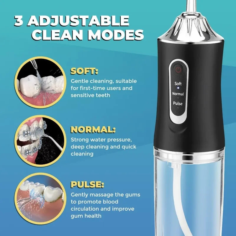 Portable Water Flosser – USB Rechargeable with 4 Tips