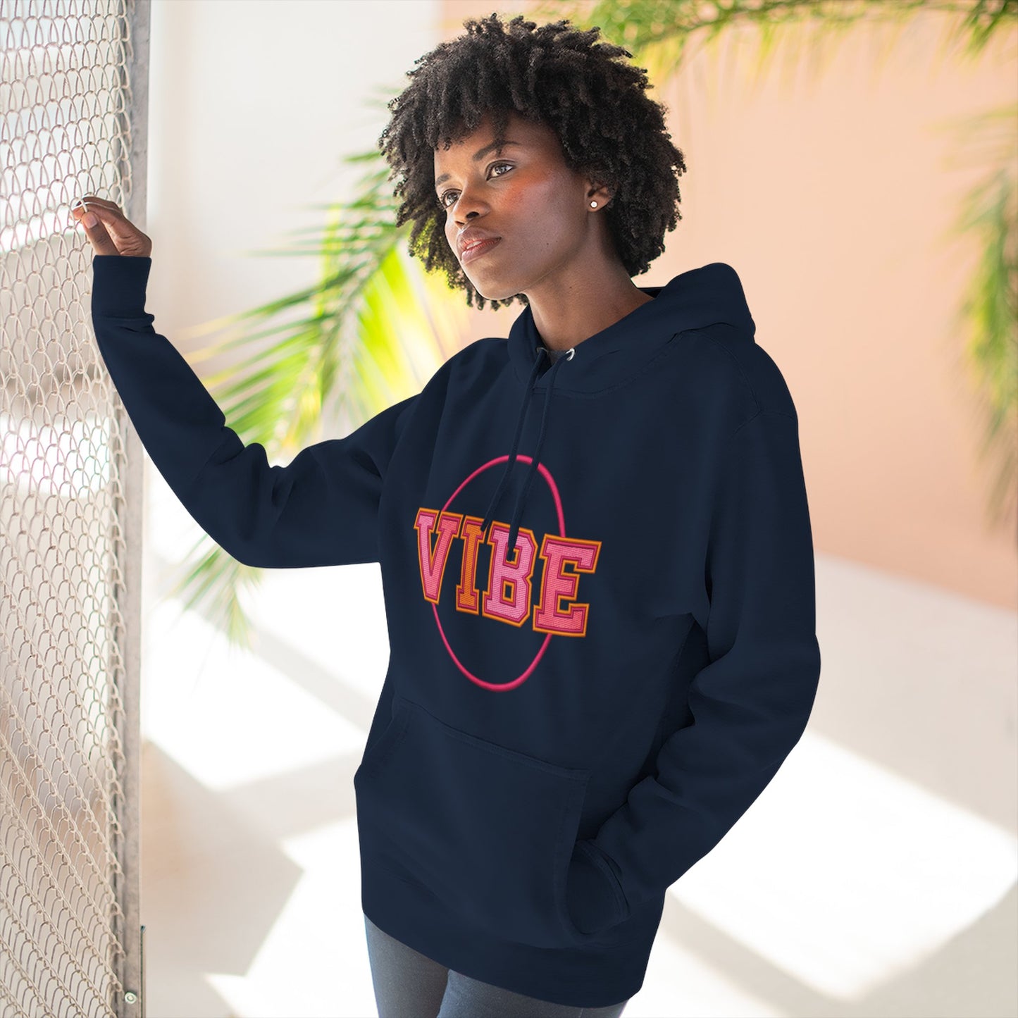 Unisex Vibe Graphic Hoodie — Retro Circle Logo Sweatshirt