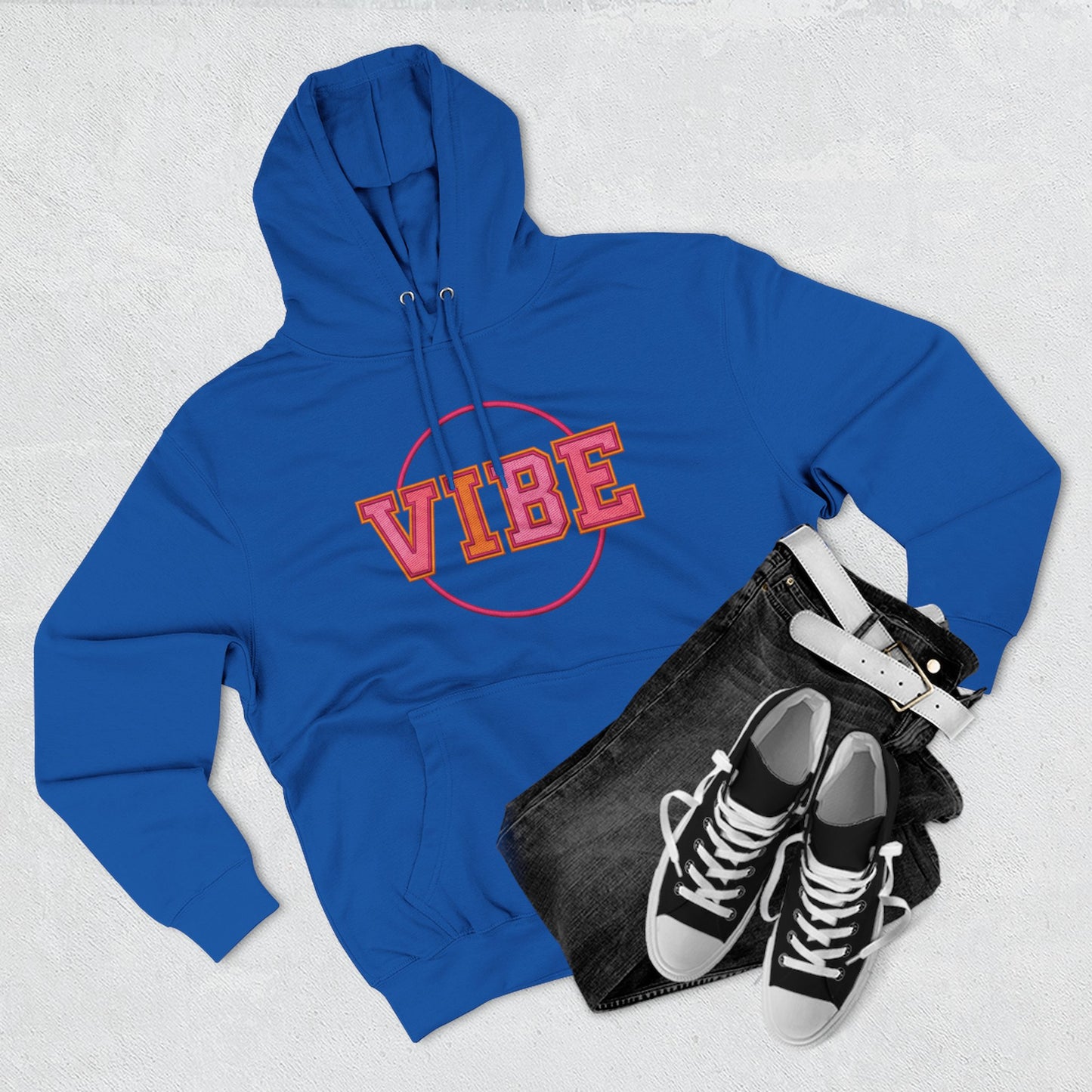 Unisex Vibe Graphic Hoodie — Retro Circle Logo Sweatshirt