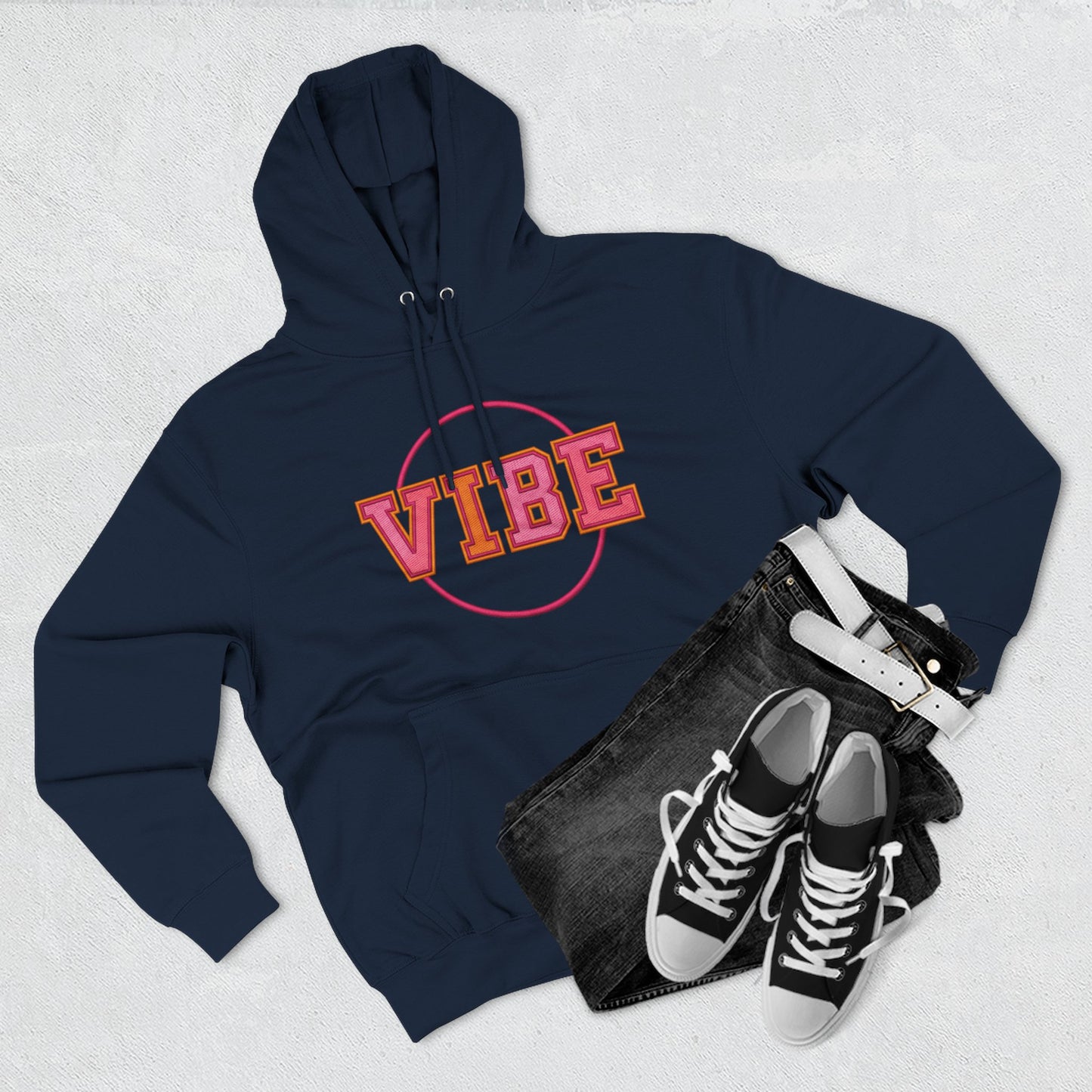 Unisex Vibe Graphic Hoodie — Retro Circle Logo Sweatshirt