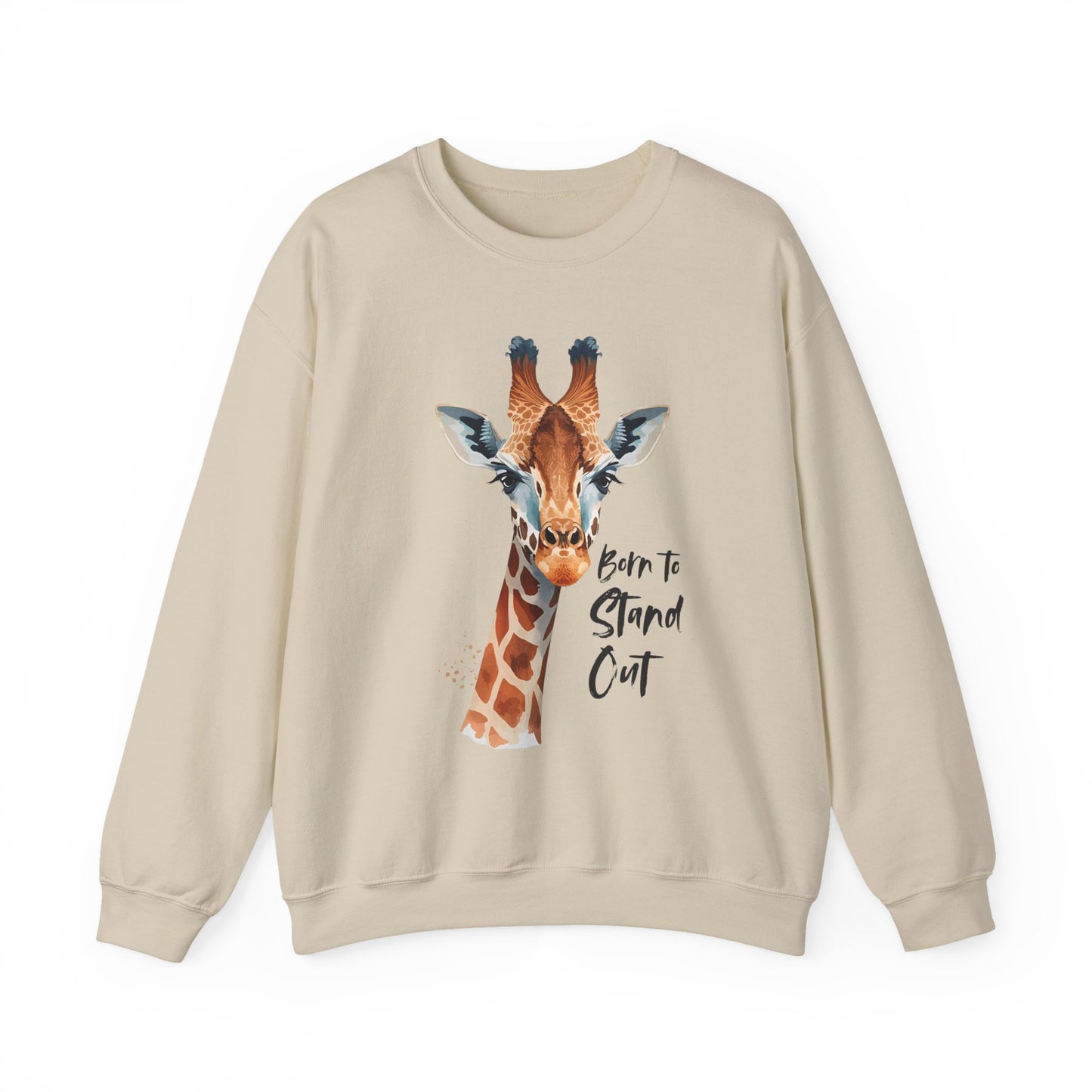 Unisex Giraffe 'Born to Stand Out' Crewneck Sweatshirt