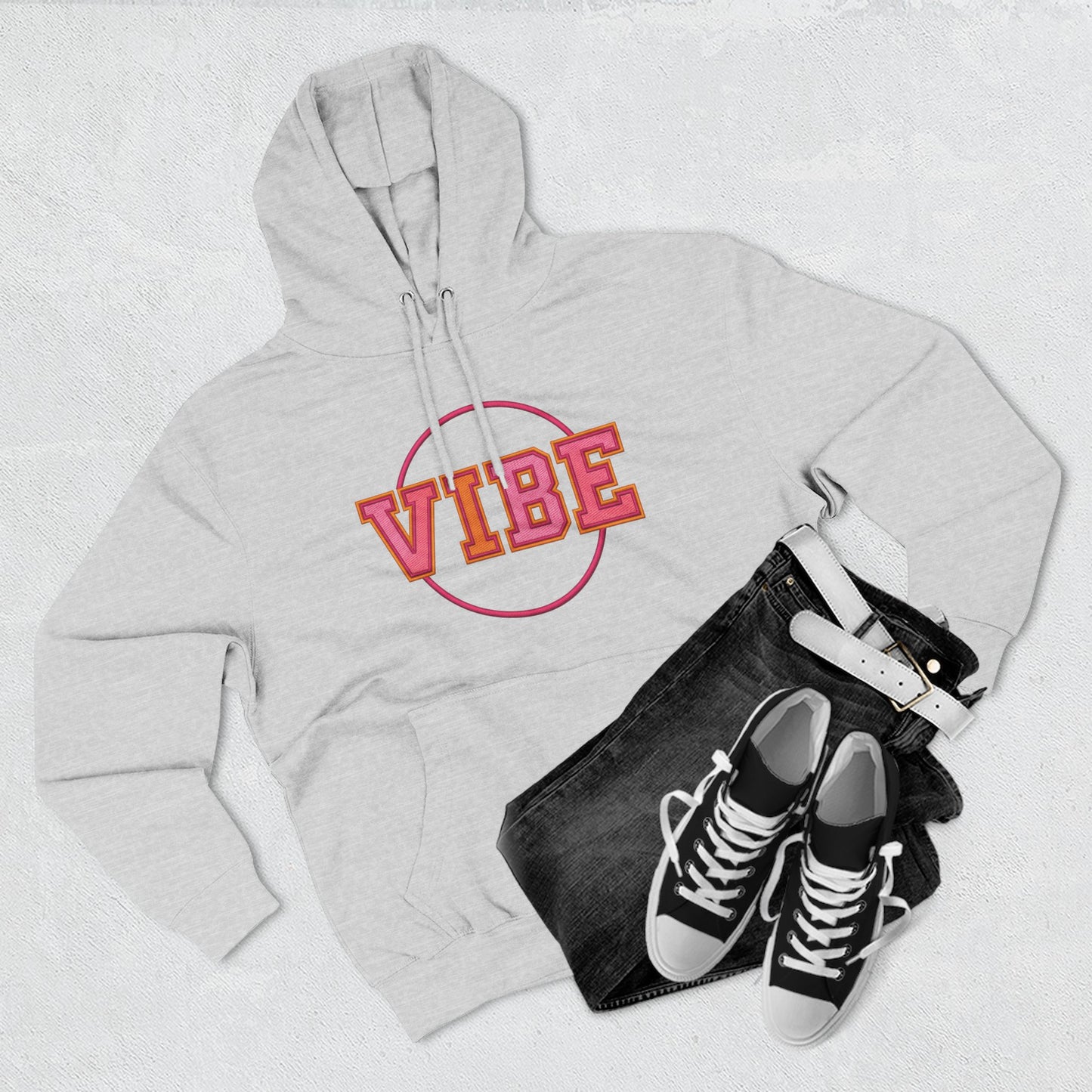 Unisex Vibe Graphic Hoodie — Retro Circle Logo Sweatshirt