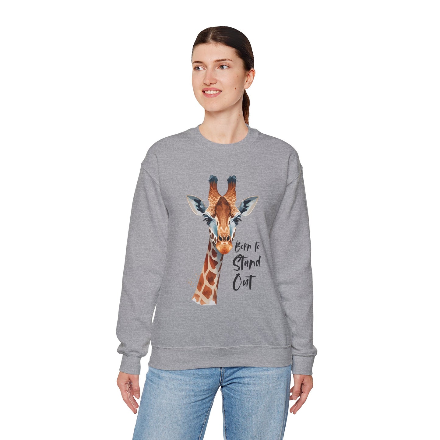 Unisex Giraffe 'Born to Stand Out' Crewneck Sweatshirt