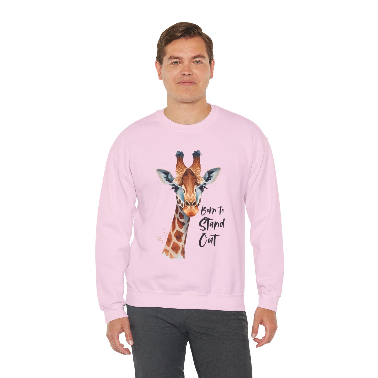 Unisex Giraffe 'Born to Stand Out' Crewneck Sweatshirt