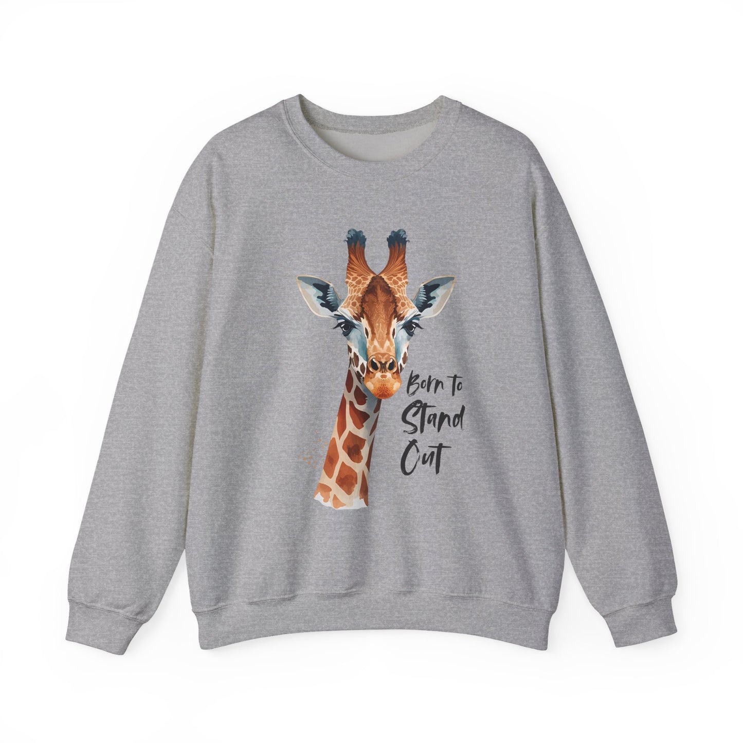 Unisex Giraffe 'Born to Stand Out' Crewneck Sweatshirt