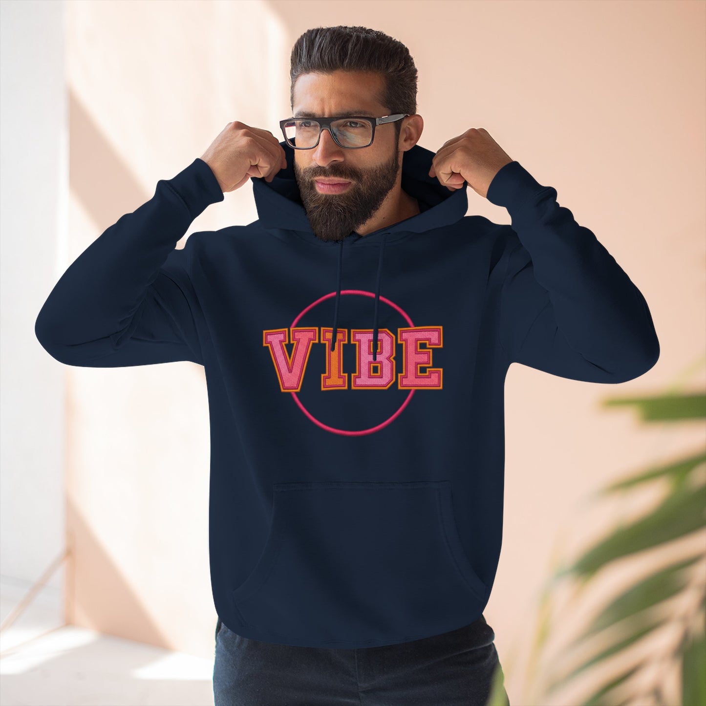 Unisex Vibe Graphic Hoodie — Retro Circle Logo Sweatshirt