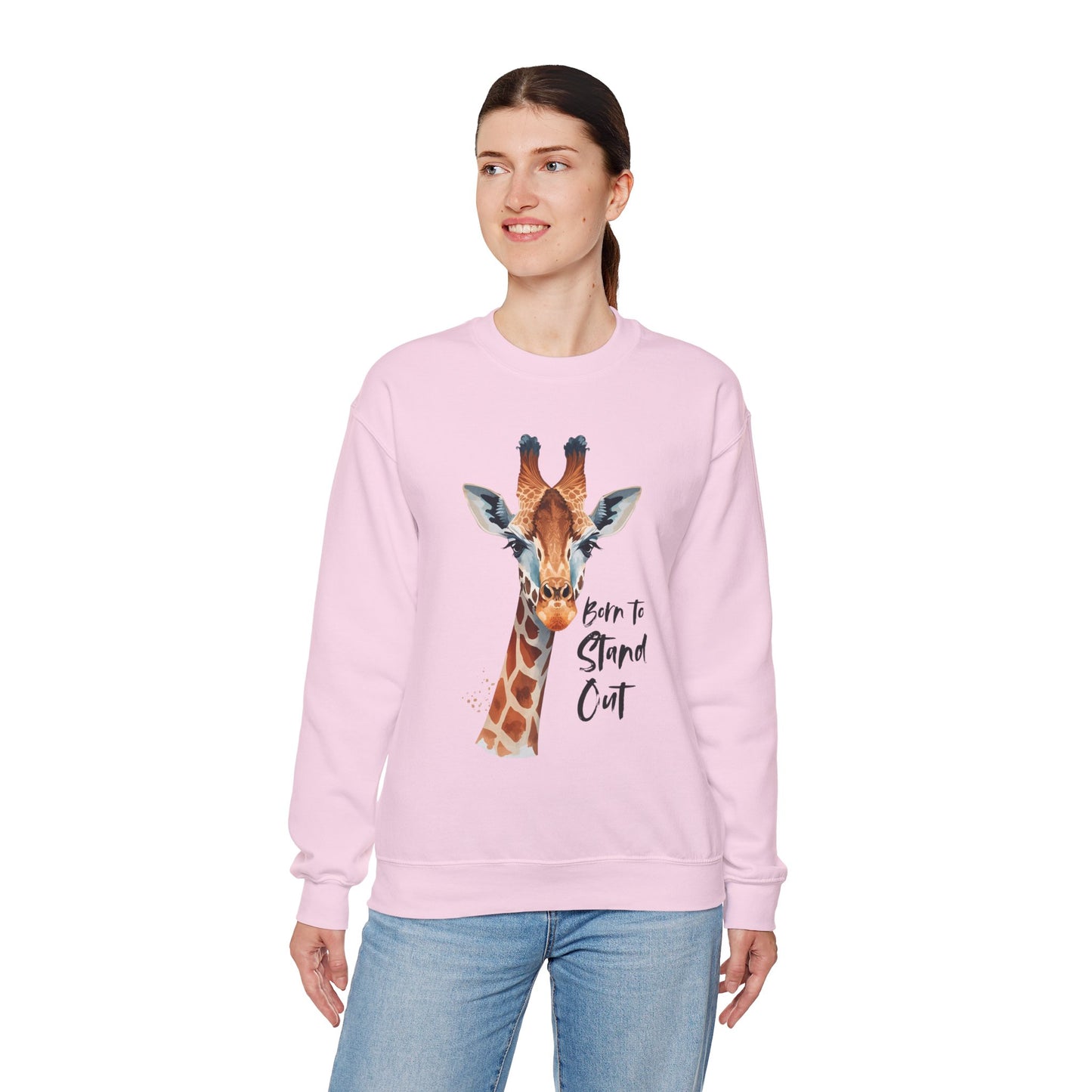 Unisex Giraffe 'Born to Stand Out' Crewneck Sweatshirt