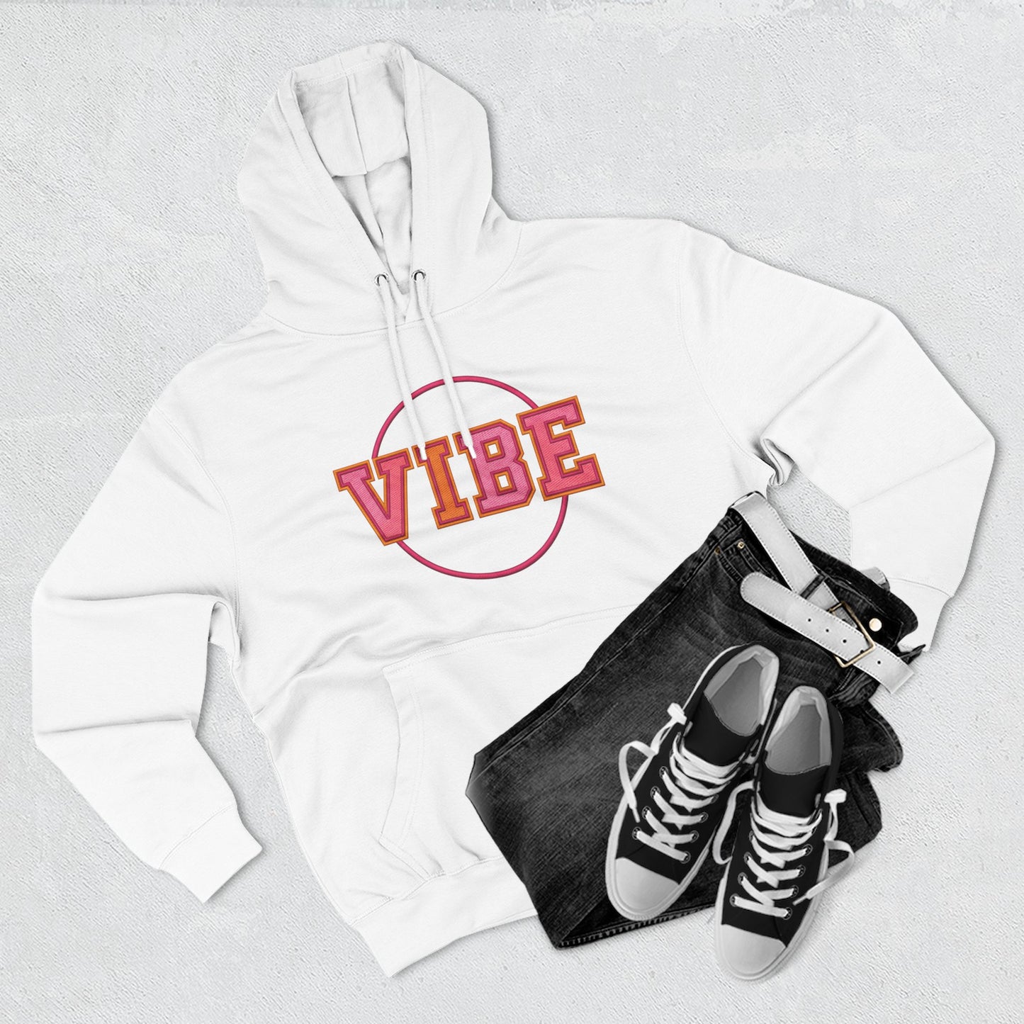 Unisex Vibe Graphic Hoodie — Retro Circle Logo Sweatshirt