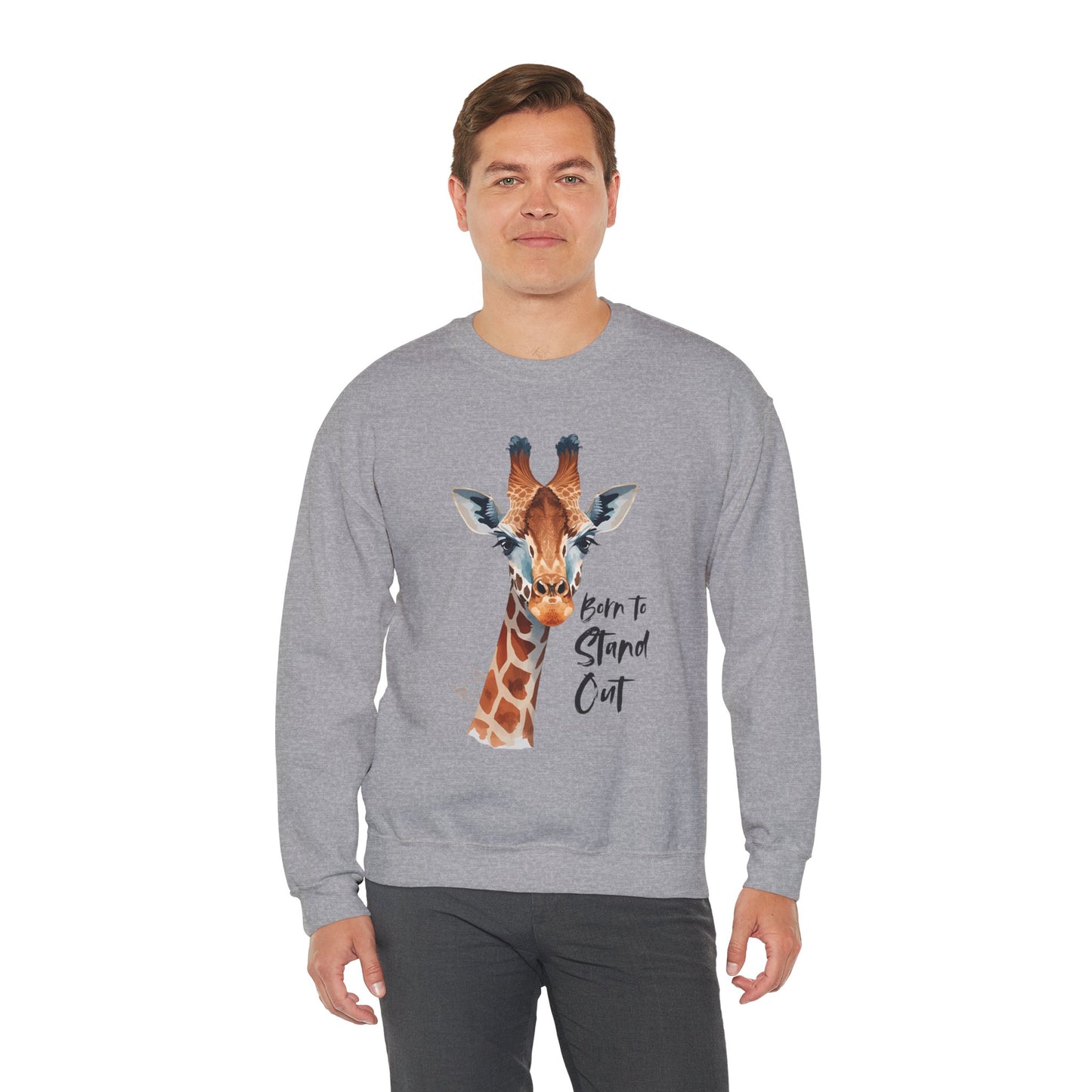 Unisex Giraffe 'Born to Stand Out' Crewneck Sweatshirt