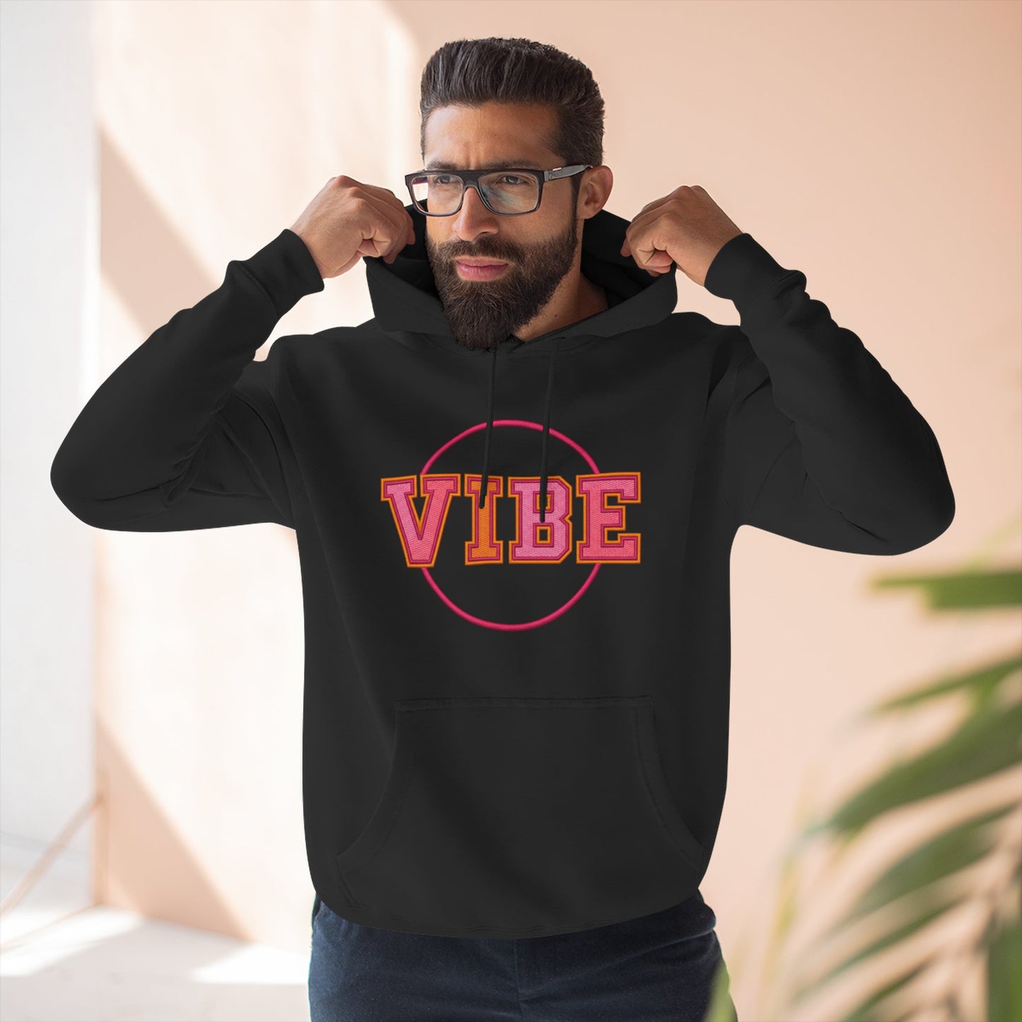 Unisex Vibe Graphic Hoodie — Retro Circle Logo Sweatshirt