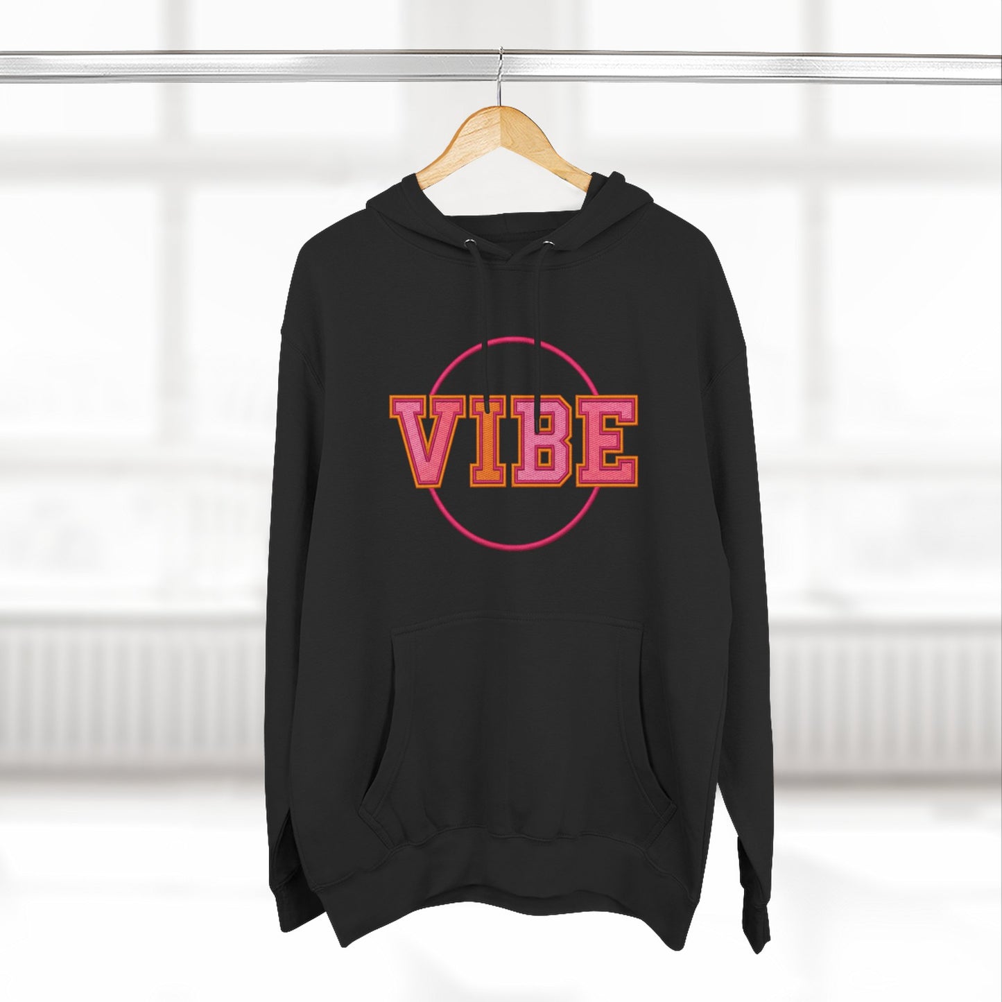 Unisex Vibe Graphic Hoodie — Retro Circle Logo Sweatshirt