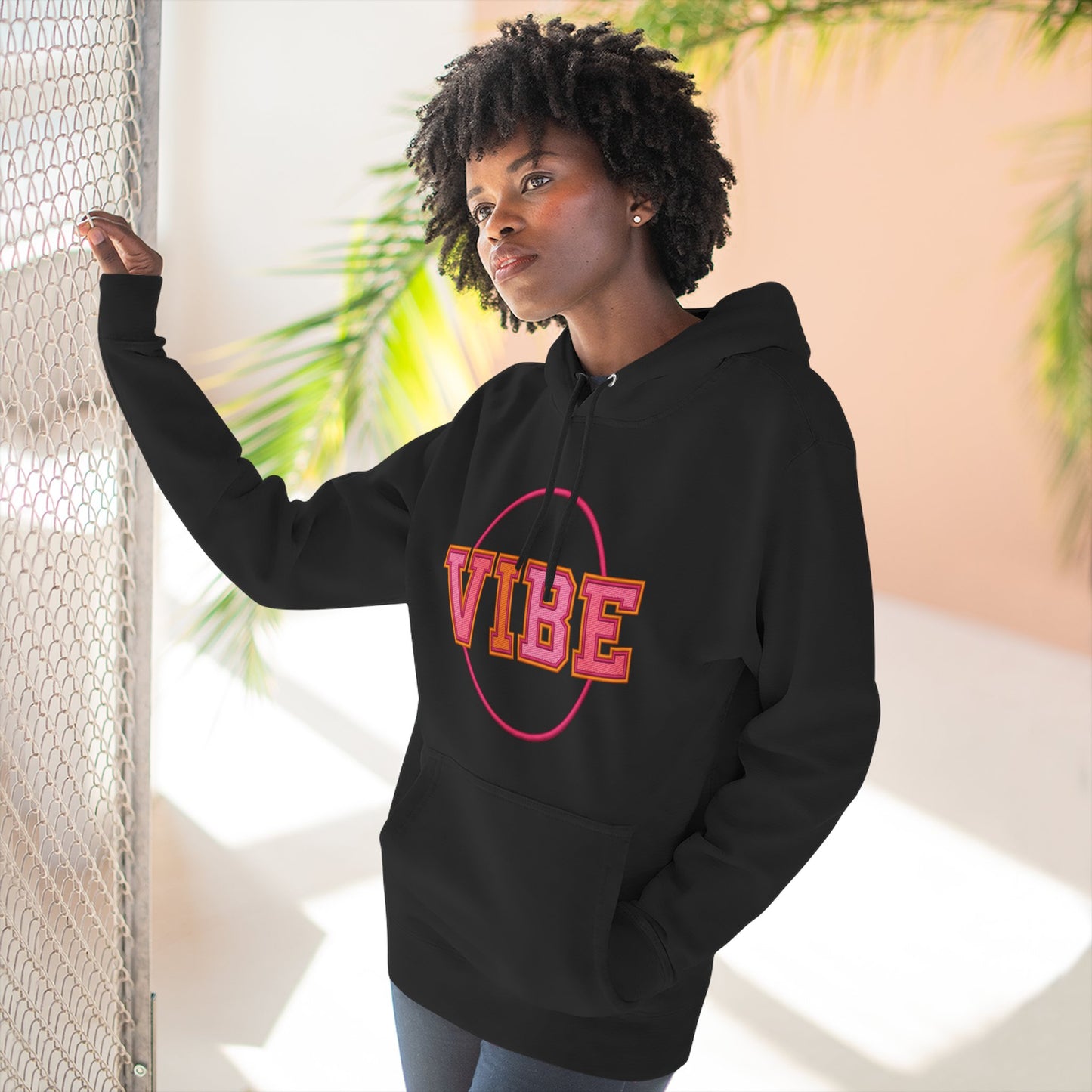 Unisex Vibe Graphic Hoodie — Retro Circle Logo Sweatshirt