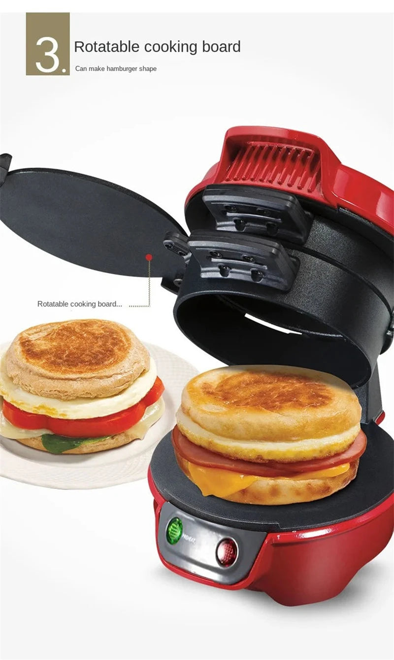 Electric Burger & Breakfast Sandwich Maker – Non-Stick Mini Grill for Muffins, Croissants & Quick Meals