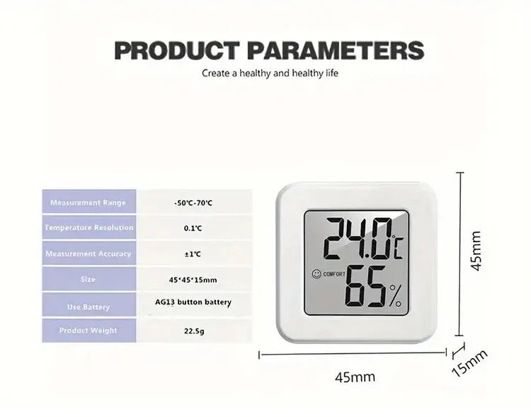 Indoor Mini Temperature & Humidity Meter – Digital Portable Thermometer & Hygrometer for Bedroom, Office & Home