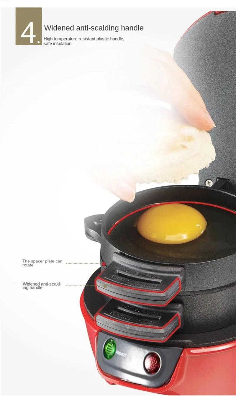 Electric Burger & Breakfast Sandwich Maker – Non-Stick Mini Grill for Muffins, Croissants & Quick Meals
