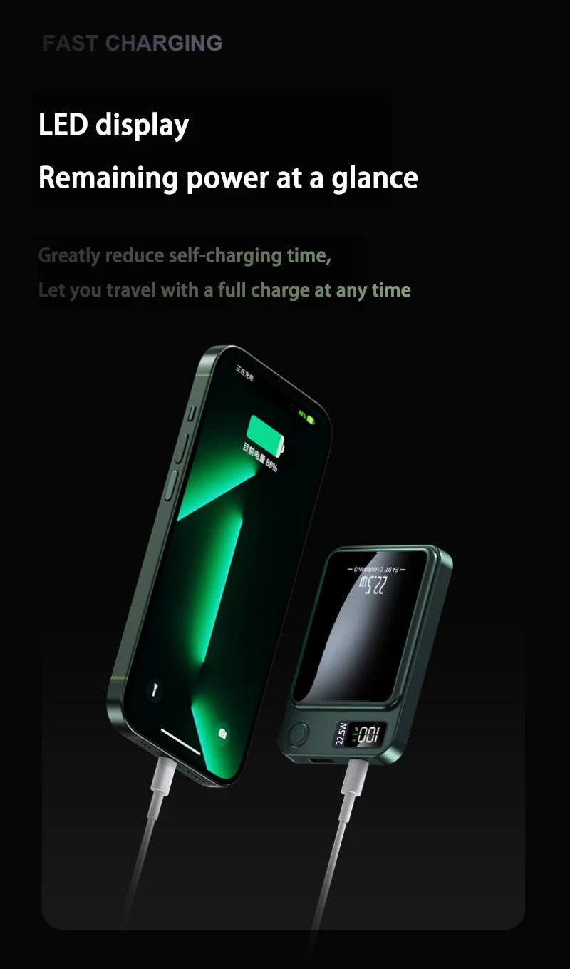 Magnetic Wireless Power Bank – 22.5W Fast Charging for iPhone & Android