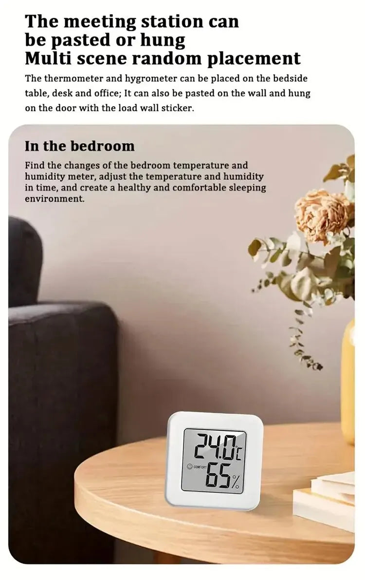 Indoor Mini Temperature & Humidity Meter – Digital Portable Thermometer & Hygrometer for Bedroom, Office & Home