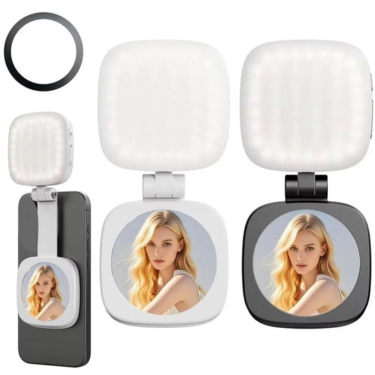 360° Rotating Selfie Light with Makeup Mirror