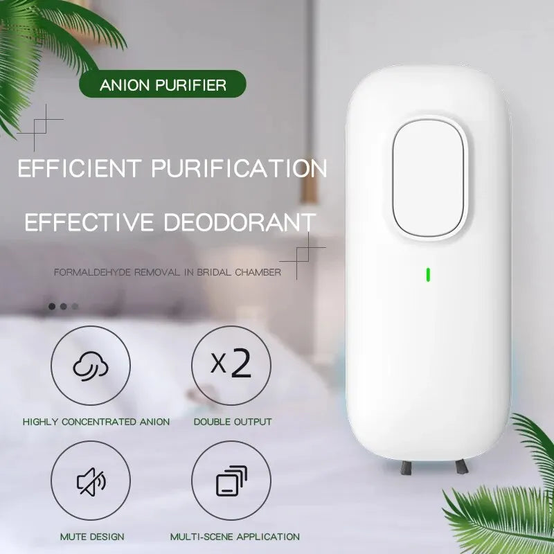 Anion purifier with features highlighted on a light background