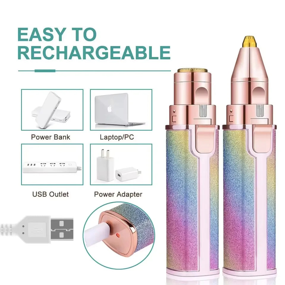 Multicolored electronic device with charging options on a white background