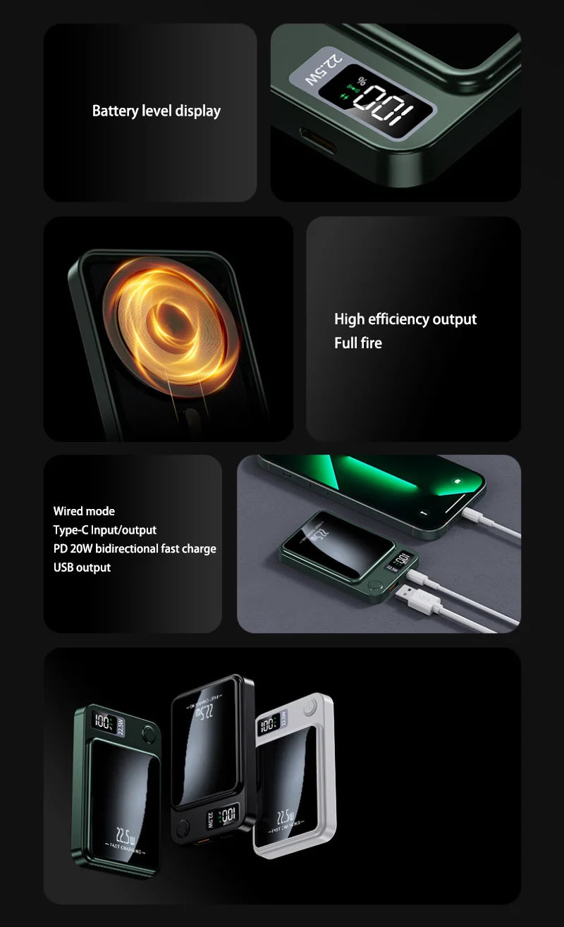 Magnetic Wireless Power Bank – 22.5W Fast Charging for iPhone & Android