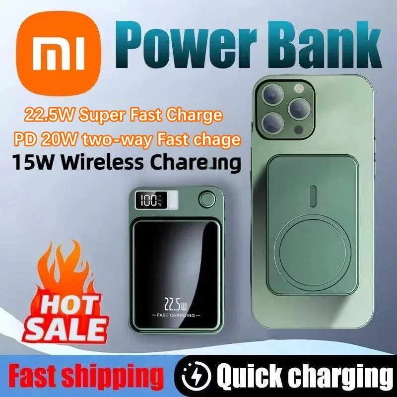 Magnetic Wireless Power Bank – 22.5W Fast Charging for iPhone & Android
