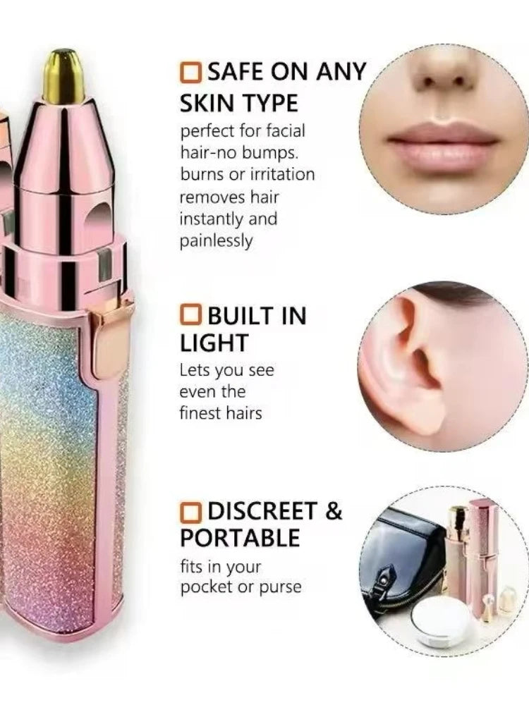 Portable hair removal device with features highlighted 