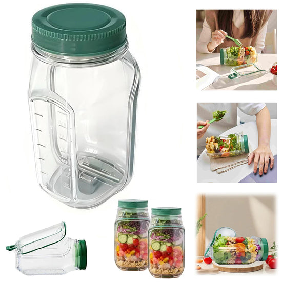 Salad container with side-open design - leakproof meal prep demonstration