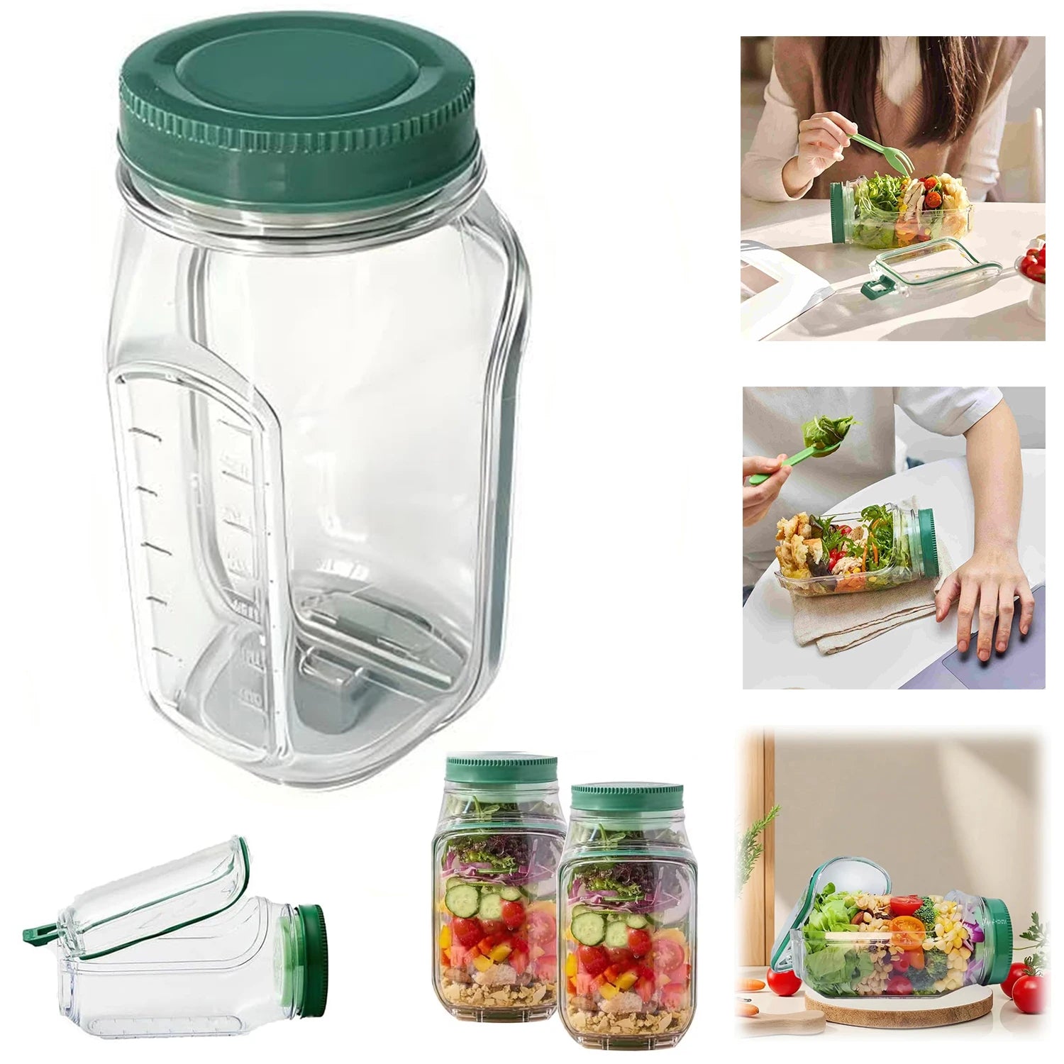 Salad container with side-open design - leakproof meal prep demonstration